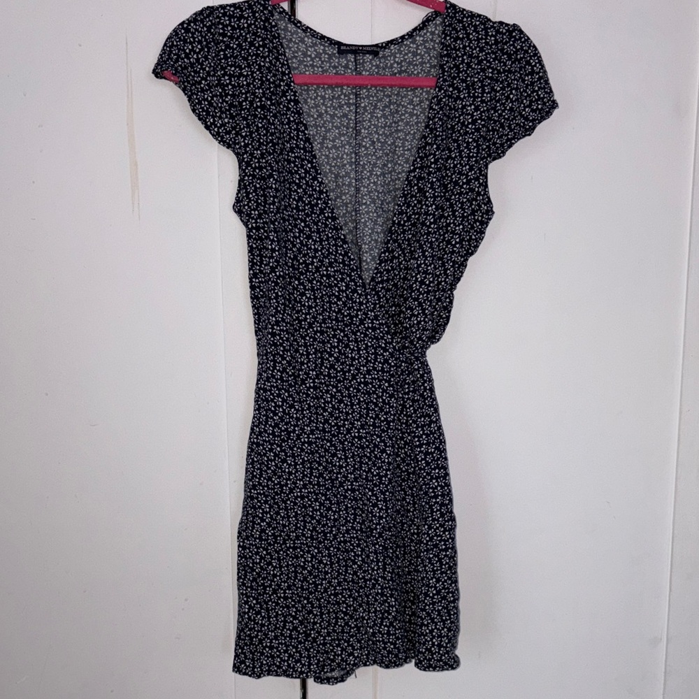 Brandy Melville Black and White Floral Mini Dress